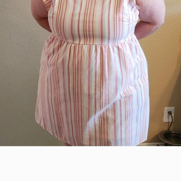 True Craft Striped Red, Pink, Blue and White Womens 3x Lined Dress. Babydoll - Picture 9 of 9